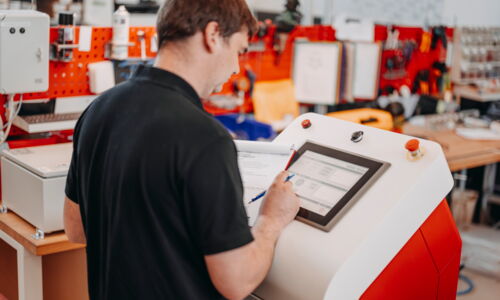 Promix employee checks gas dosing unit